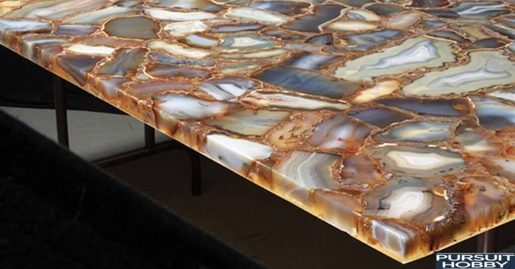 Polished petrified wood table piece.