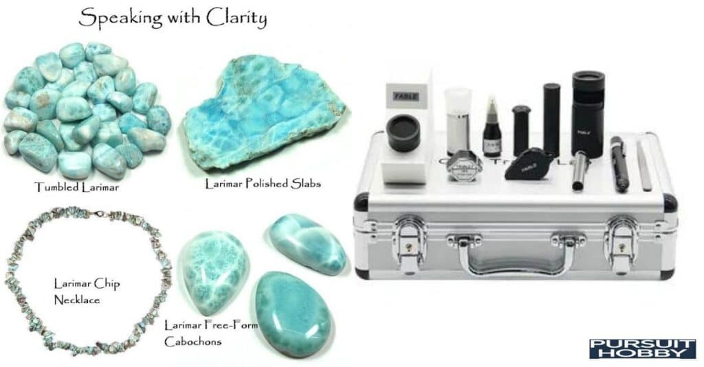 Tools used for identifying authentic Larimar gemstones