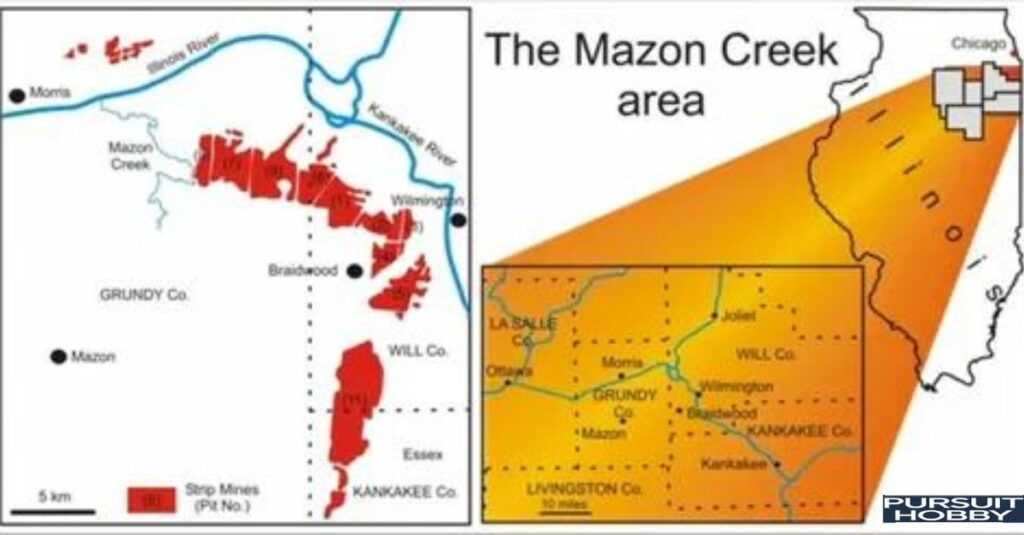 Map of Illinois rockhounding locations