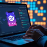 “Developer using Firebase Studio to build an app from text prompt”